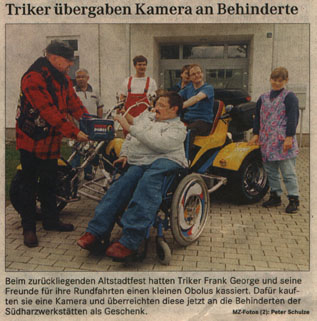 Mitteldeutsche Zeitung, Sangerhuser Zeitung,  Dienstag, 19. Sept.2000, Sachsen-Anhalt-Triker, Frank